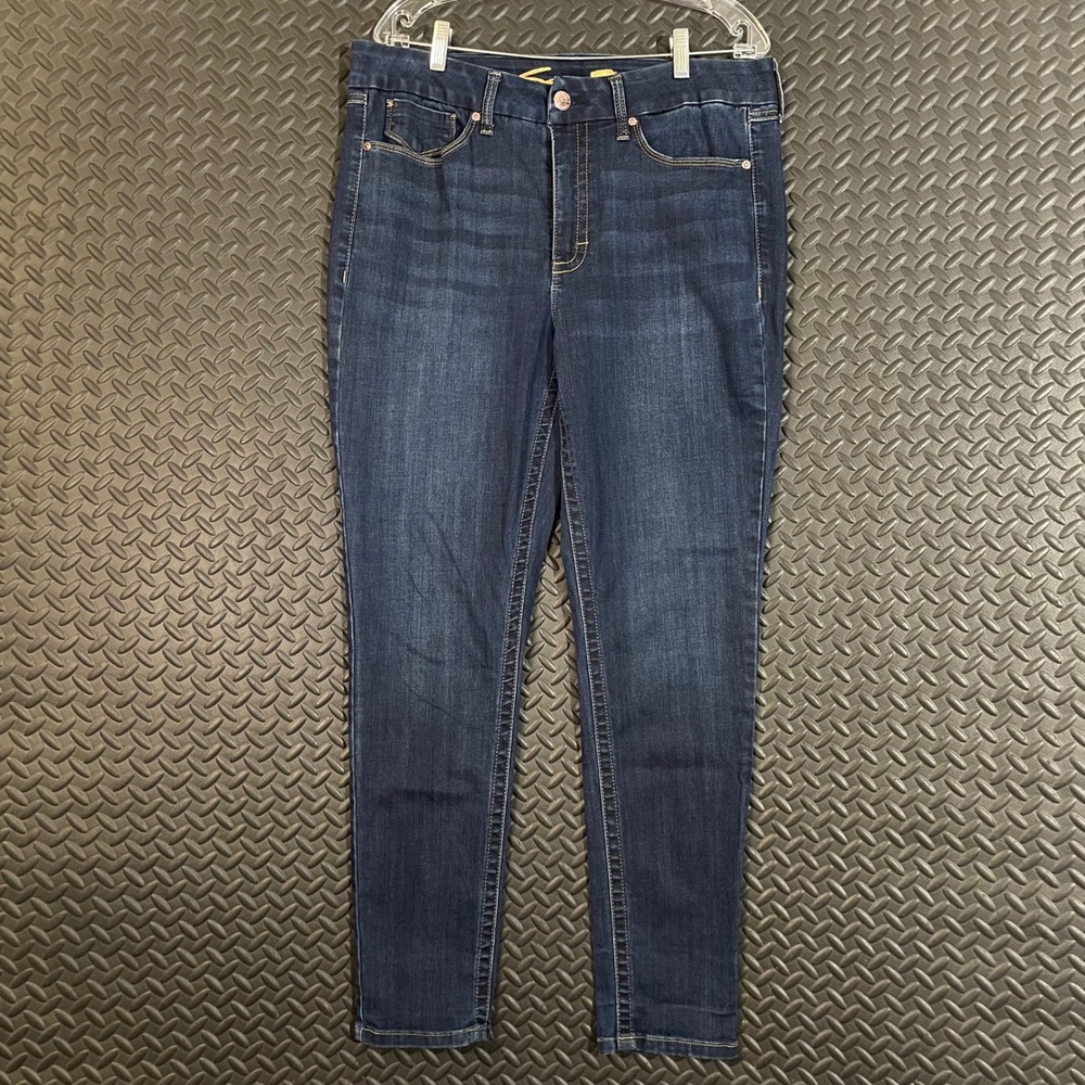 Seven 7 Blue Dark Wash Casual Tummyless High Rise Skinny Jeans Women's Size 14